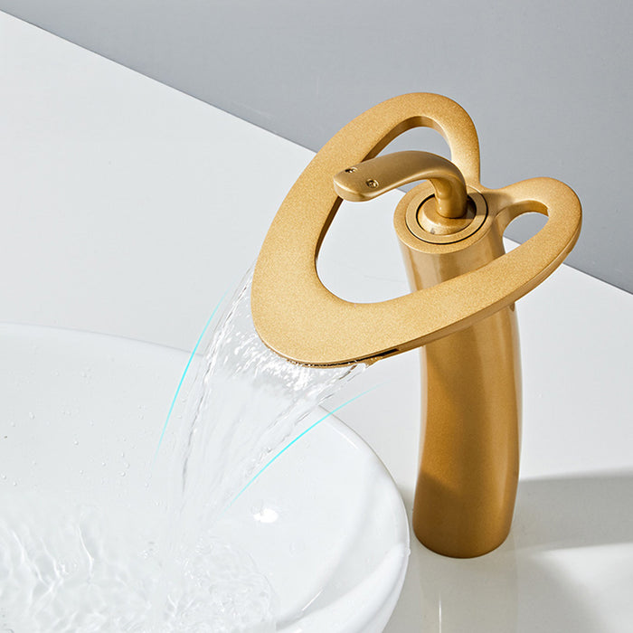 Creative Hollowed-Out Solid Brass Single Handle Vanity Faucet