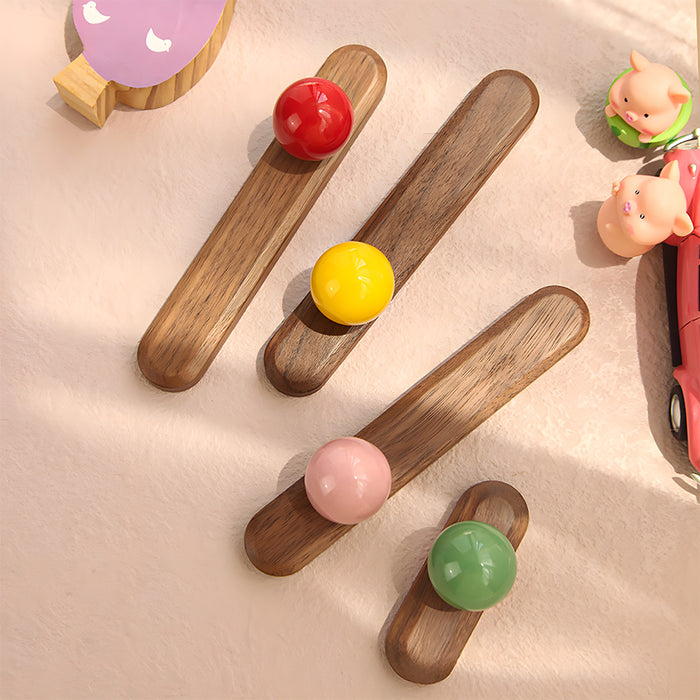 Cute Wooden Cabinet Handles with Sphere Ball Knobs