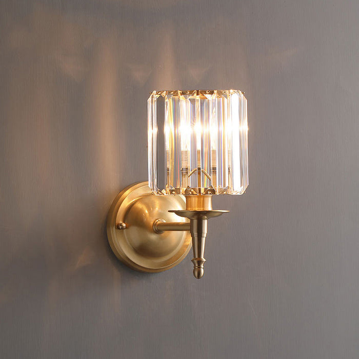 Luxury Gold Wall Sconce with Clear Ribbed Glass Shade