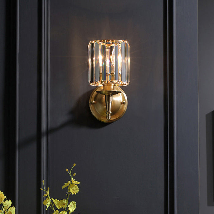 Luxury Gold Wall Sconce with Clear Ribbed Glass Shade
