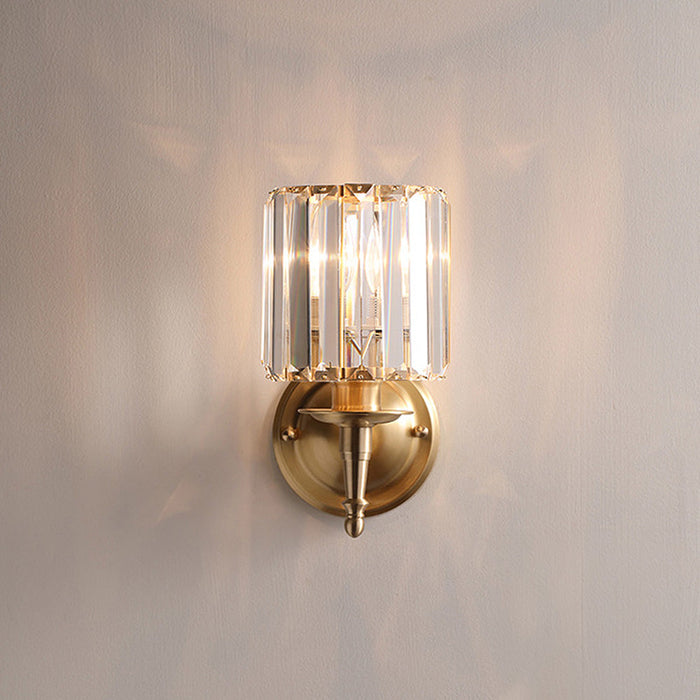 Luxury Gold Wall Sconce with Clear Ribbed Glass Shade