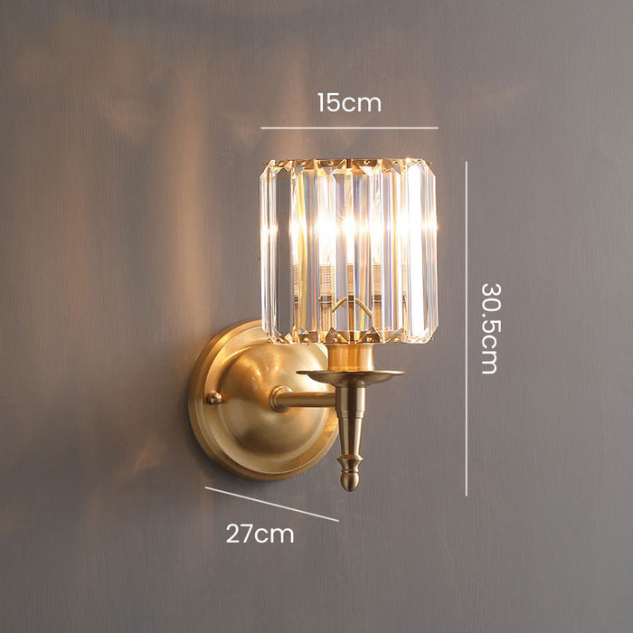 Luxury Gold Wall Sconce with Clear Ribbed Glass Shade