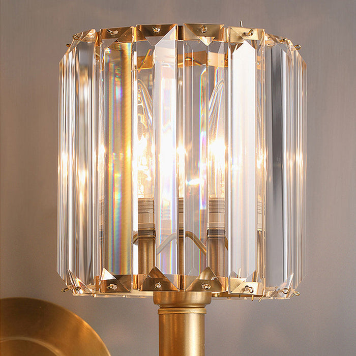 Luxury Gold Wall Sconce with Clear Ribbed Glass Shade