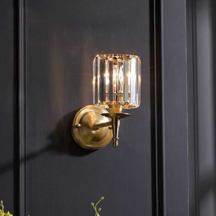 Luxury Gold Wall Sconce with Clear Ribbed Glass Shade