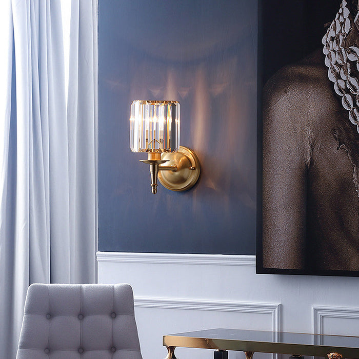 Luxury Gold Wall Sconce with Clear Ribbed Glass Shade