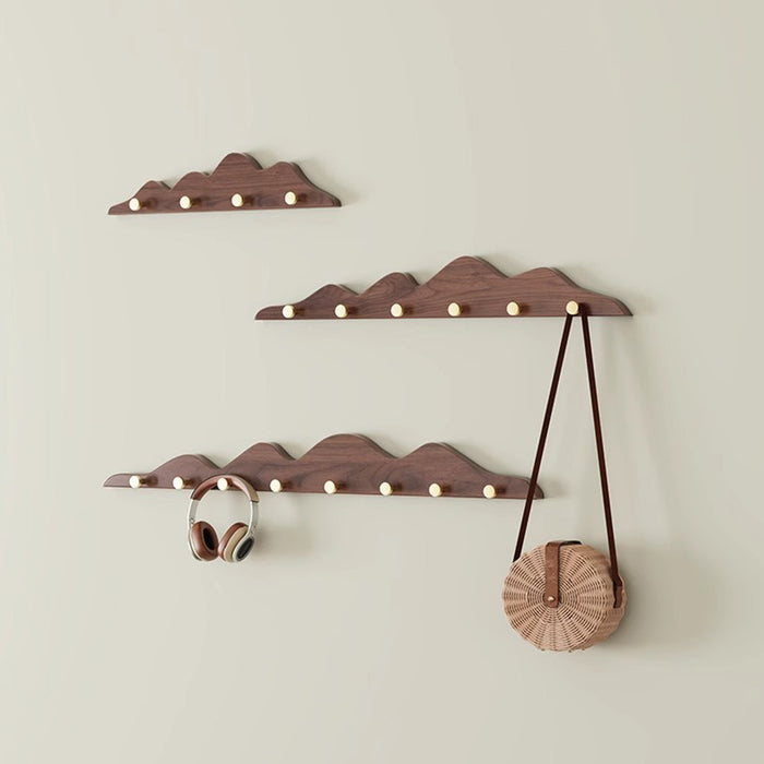 Decorative Mountain Shape Solid Wood Wall Mounted Wall Hooks