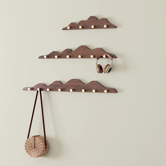 Decorative Mountain Shape Solid Wood Wall Mounted Wall Hooks