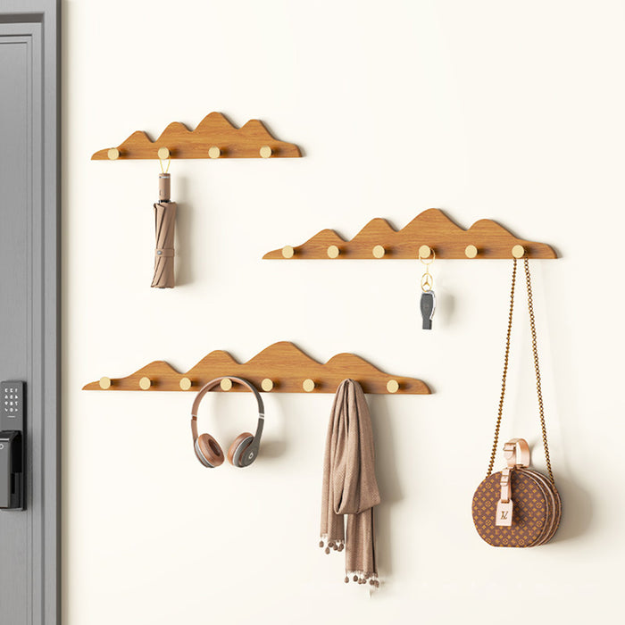 Decorative Mountain Shape Solid Wood Wall Mounted Wall Hooks