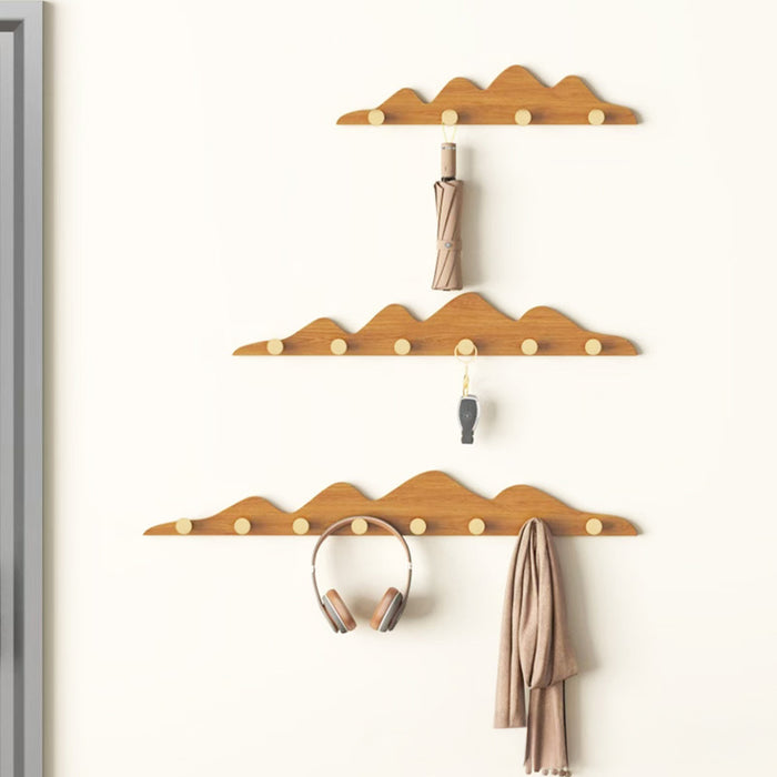 Decorative Mountain Shape Solid Wood Wall Mounted Wall Hooks