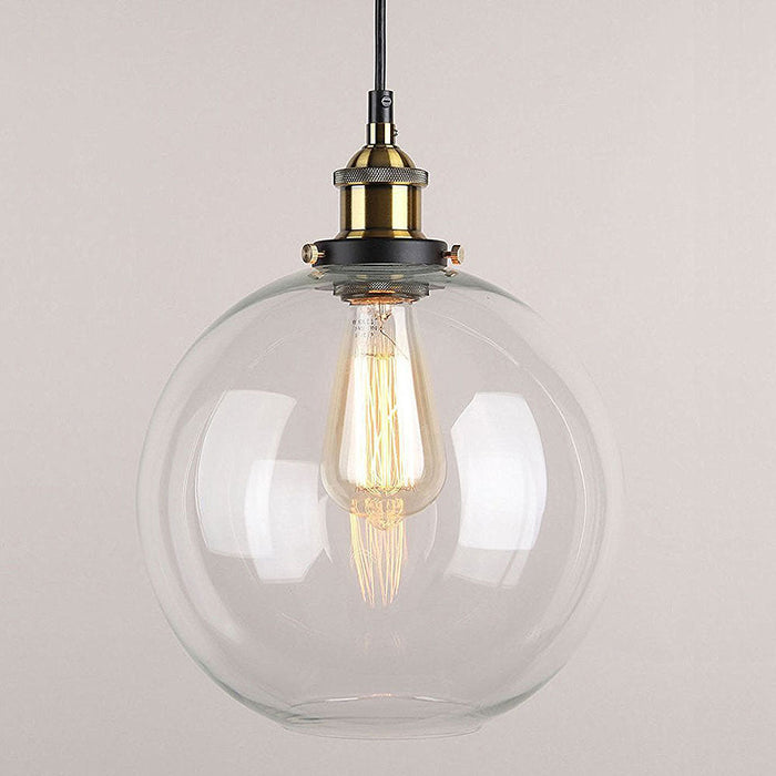 Clear Glass Globe Pendant Light with Black Cord