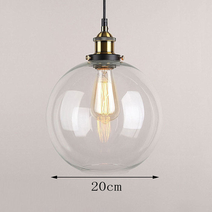 Clear Glass Globe Pendant Light with Black Cord