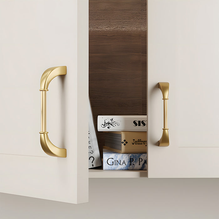 Elegant Fluted Solid Brass Cabinet Pulls for Kitchen