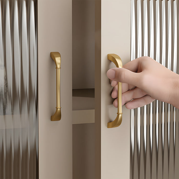 Elegant Fluted Solid Brass Cabinet Pulls for Kitchen