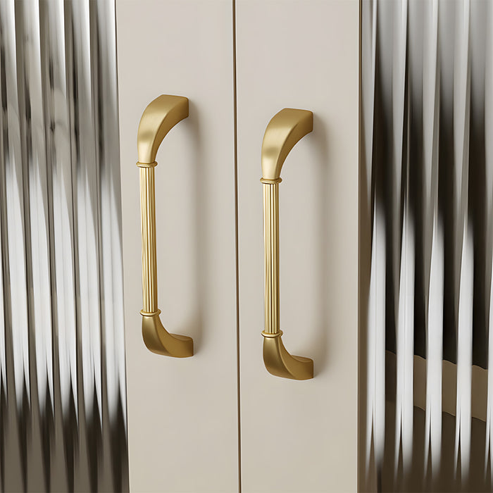 Elegant Fluted Solid Brass Cabinet Pulls for Kitchen