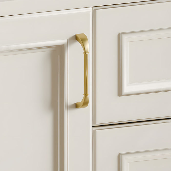 Elegant Fluted Solid Brass Cabinet Pulls for Kitchen