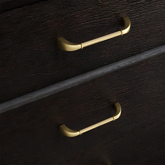 Elegant Fluted Solid Brass Cabinet Pulls for Kitchen