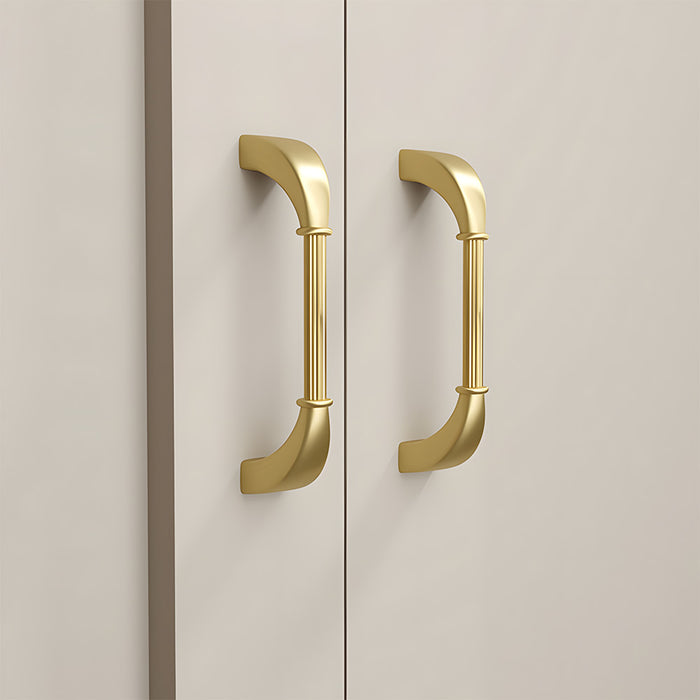 Elegant Fluted Solid Brass Cabinet Pulls for Kitchen