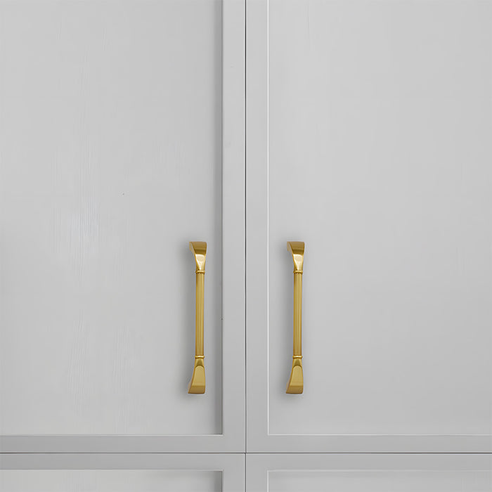 Elegant Fluted Solid Brass Cabinet Pulls for Kitchen