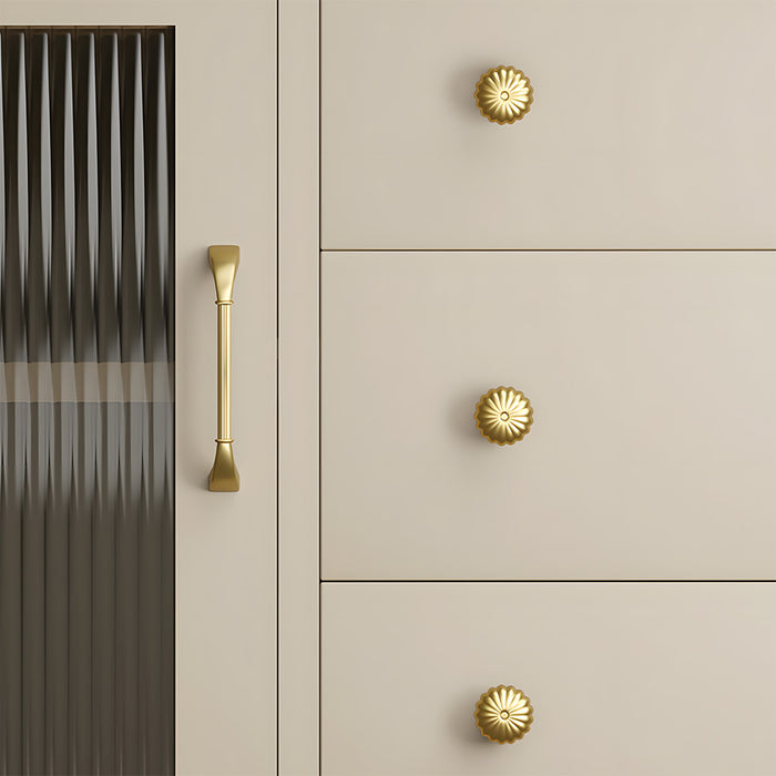 Elegant Fluted Solid Brass Cabinet Pulls for Kitchen