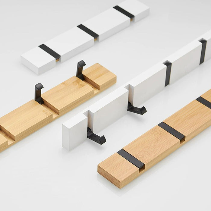 Foldable Bamboo Coat Rack Wall Hooks