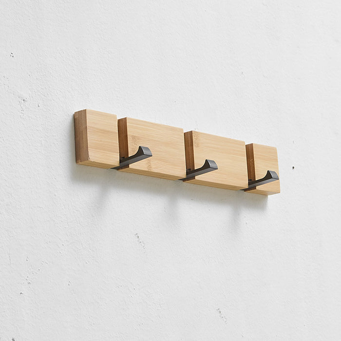 Foldable Bamboo Coat Rack Wall Hooks