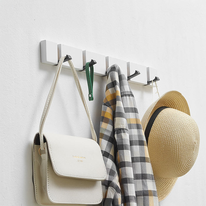 Foldable Bamboo Coat Rack Wall Hooks