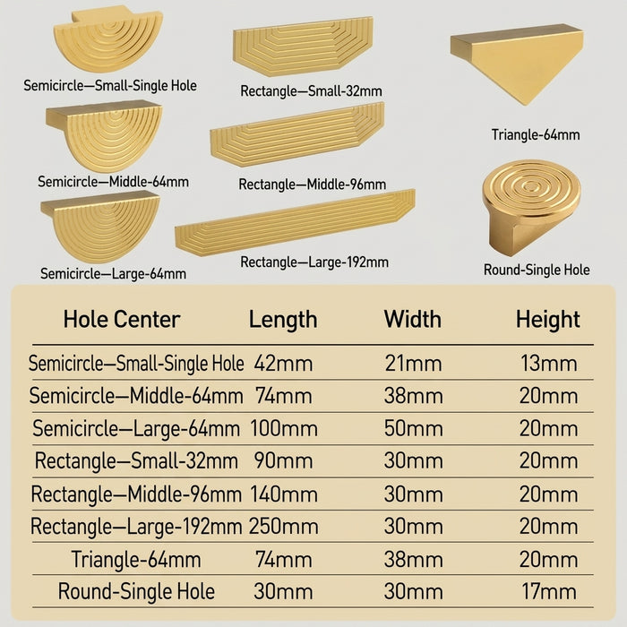 Unique Modern Semi-Circular Gold Kitchen Cabinet Door Handle
