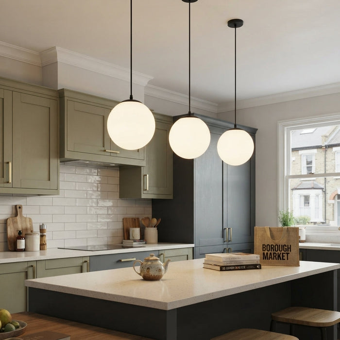Modern White Glass Globe Pendant Light