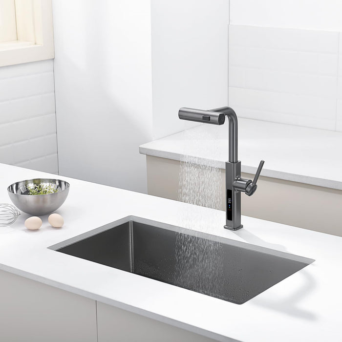3 Modes Rainfall Deck Mounted Pull-Out Kitchen Faucet