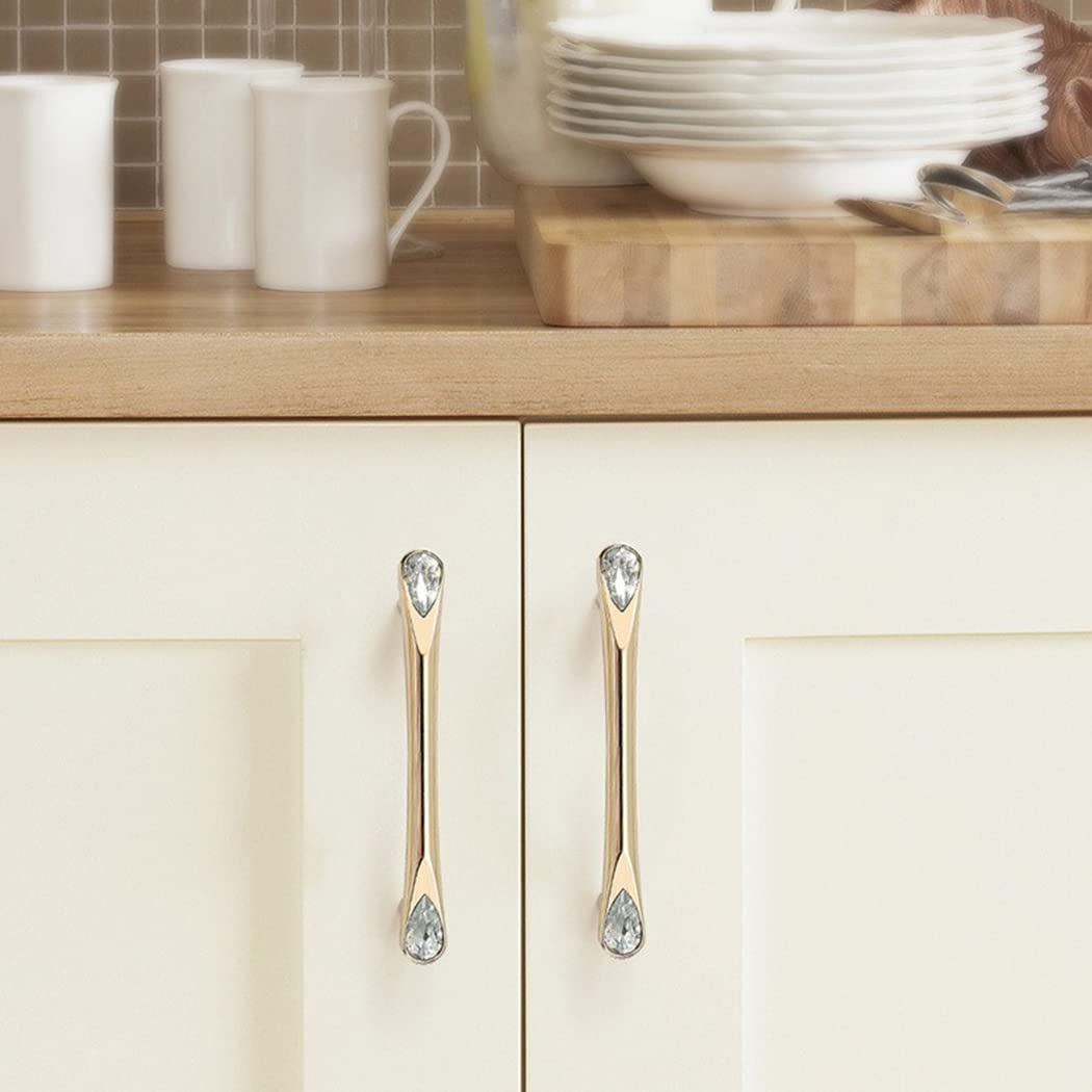 Goldenwarm Crystal Gold Pull Handles Dresser Pulls for