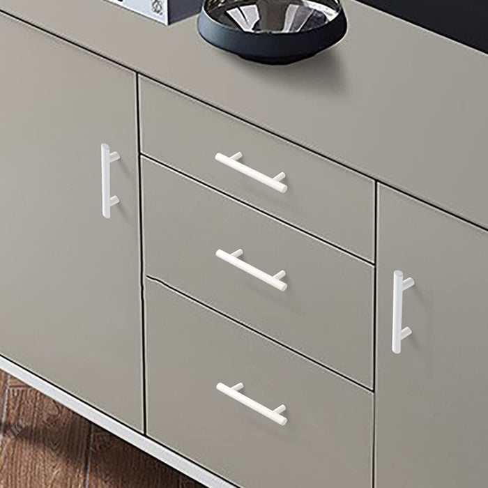 White Stainless Steel Euro Style Cabinet Pulls