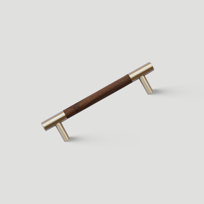 Luxury Brass Walnut T-bar Wardrobe Handles