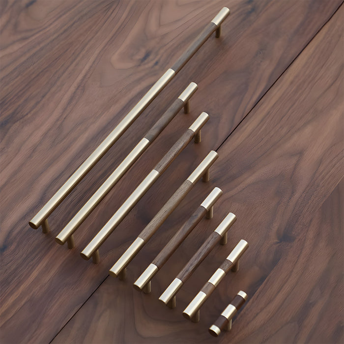 Luxury Brass Walnut T-bar Wardrobe Handles