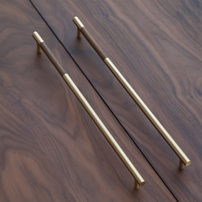 Luxury Brass Walnut T-bar Wardrobe Handles