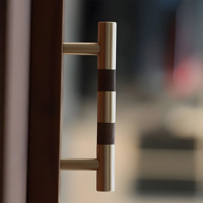 Luxury Brass Walnut T-bar Wardrobe Handles