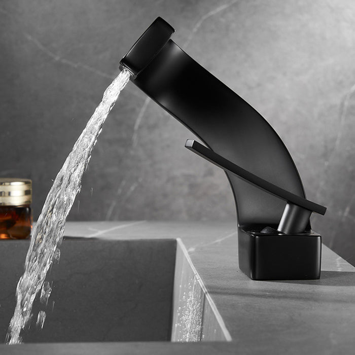 Luxury Solid Brass Waterfall Bathroom Sink Faucets