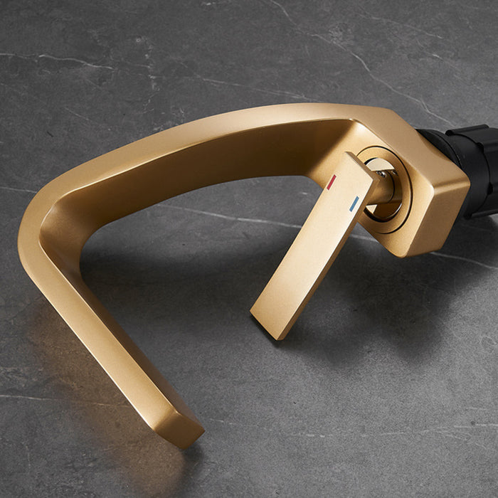Luxury Solid Brass Waterfall Bathroom Sink Faucets