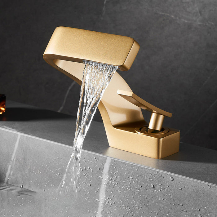 Luxury Solid Brass Waterfall Bathroom Sink Faucets