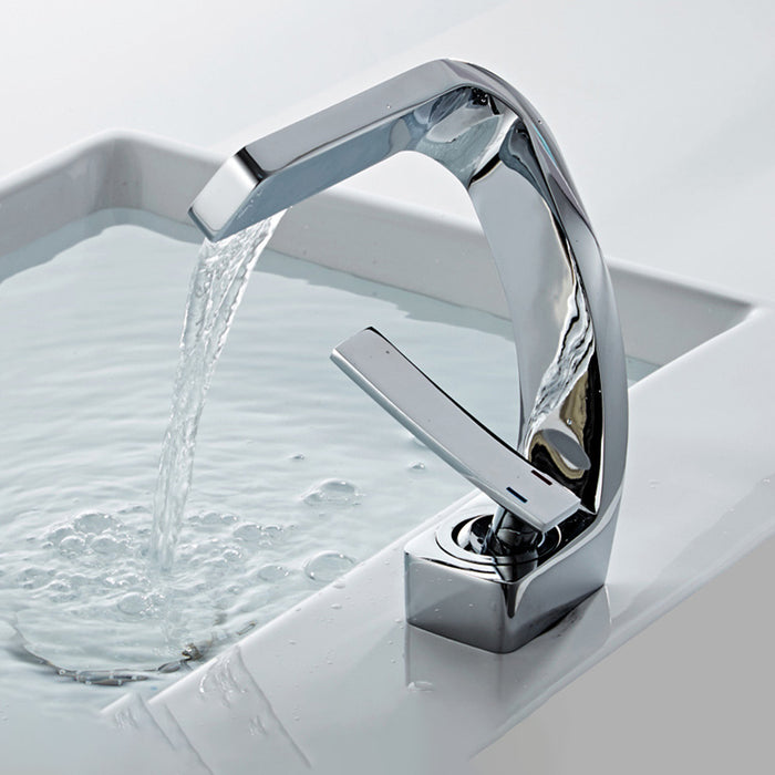 Luxury Solid Brass Waterfall Bathroom Sink Faucets