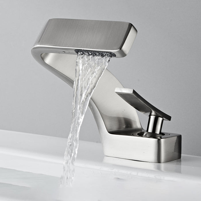 Luxury Solid Brass Waterfall Bathroom Sink Faucets