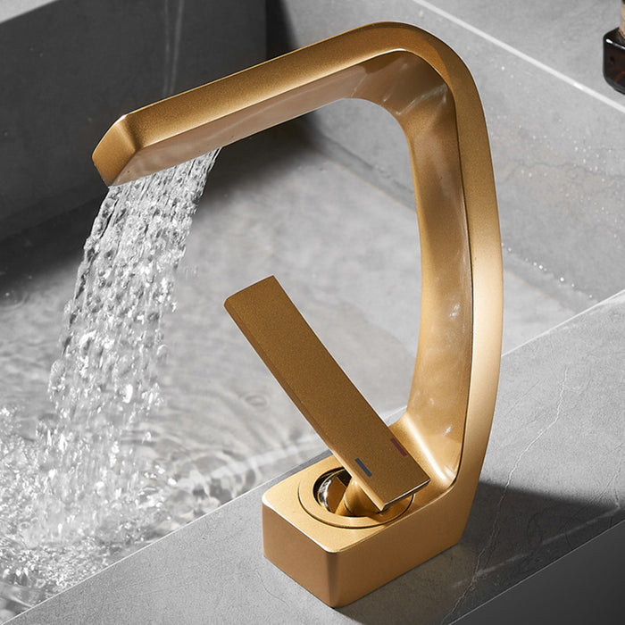 Luxury Solid Brass Waterfall Bathroom Sink Faucets