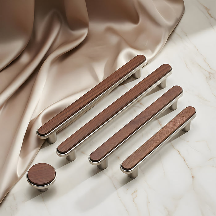 Modern Walnut Wooden Cabinet Handles
