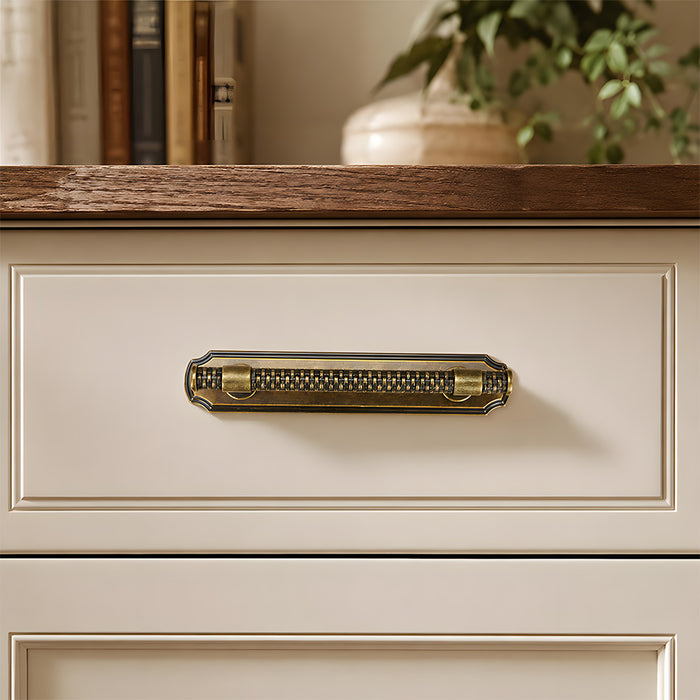 Antique Bronze Knurled Cabinet Pulls with Backplate
