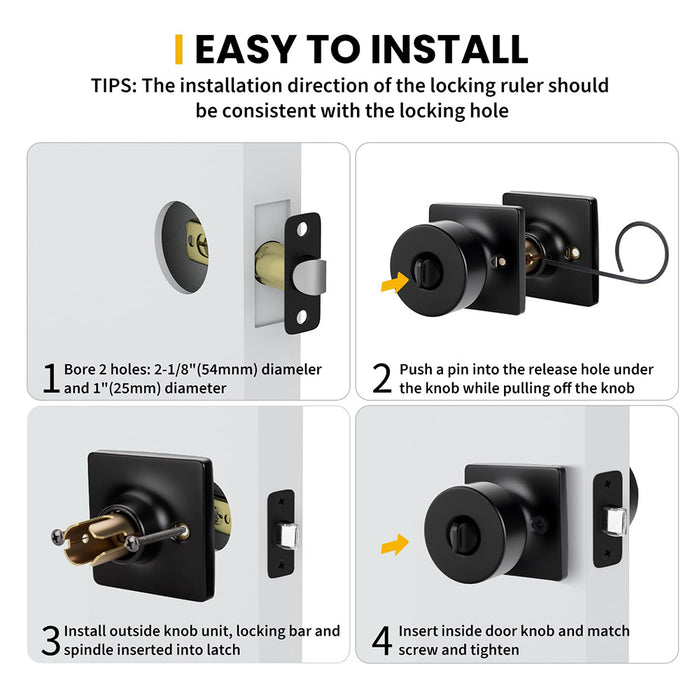 Matte Black Keyed-Alike Entry Door Knobs with Lock & Key