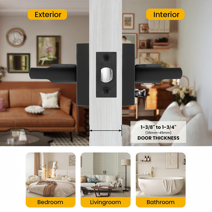 Modern Heavy Duty Zinc Alloy Interior Privacy Door Lever