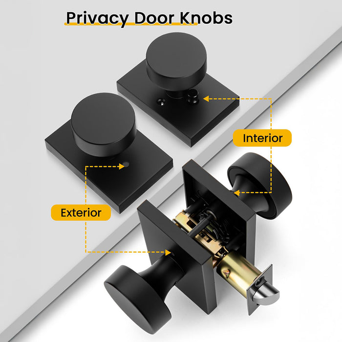 Rectangle Zinc Alloy Interior Privacy Door Knobs