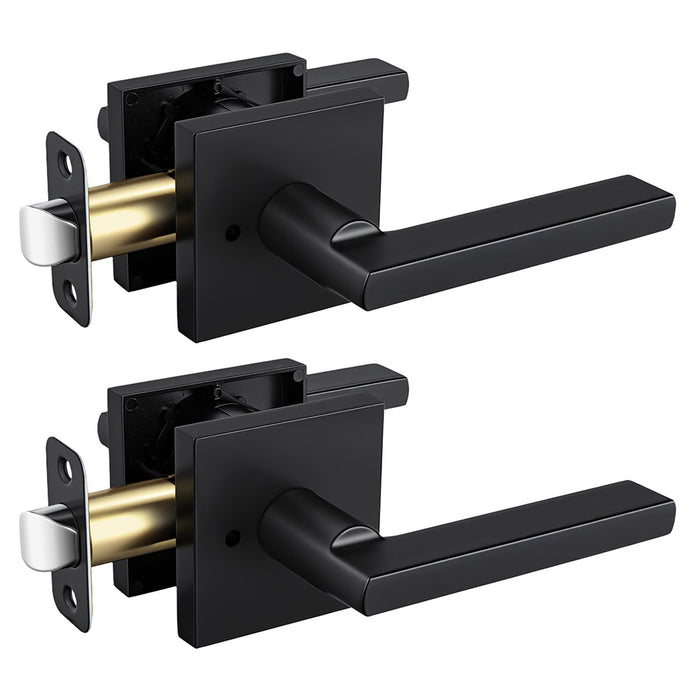 6 Pack Matte Black Privacy Door Handles For Bedroom & Bathroom