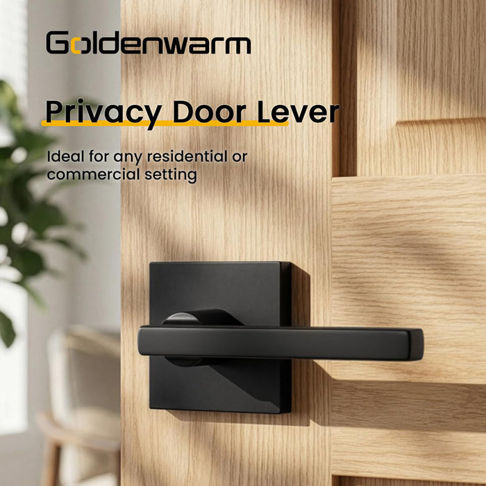 6 Pack Matte Black Privacy Door Handles For Bedroom & Bathroom
