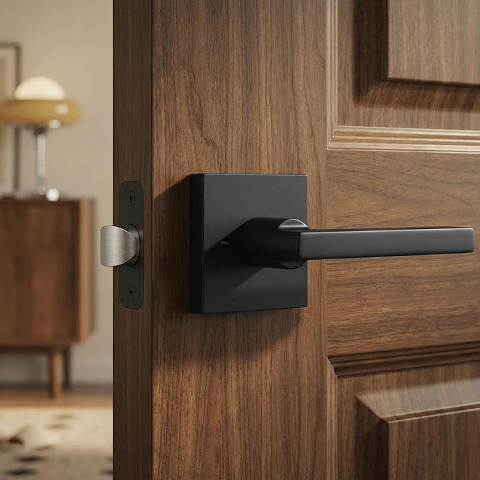 6 Pack Matte Black Privacy Door Handles For Bedroom & Bathroom