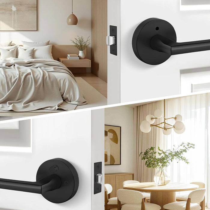6 Pack Matte Black Privacy & Passage Interior Door Handles